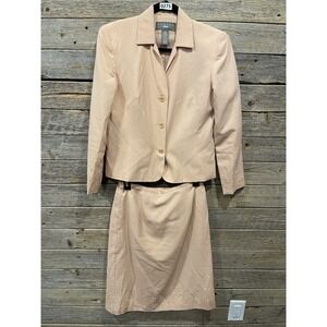 Norton McNaughton Pink Floral Embroidery Pattern 2 Piece Suit Sz 6P Blazer Skirt